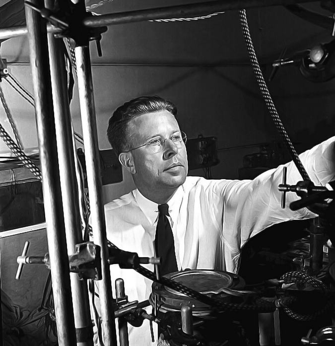Ernest Orlando Lawrence at the cyclotron, circa early 1950's.